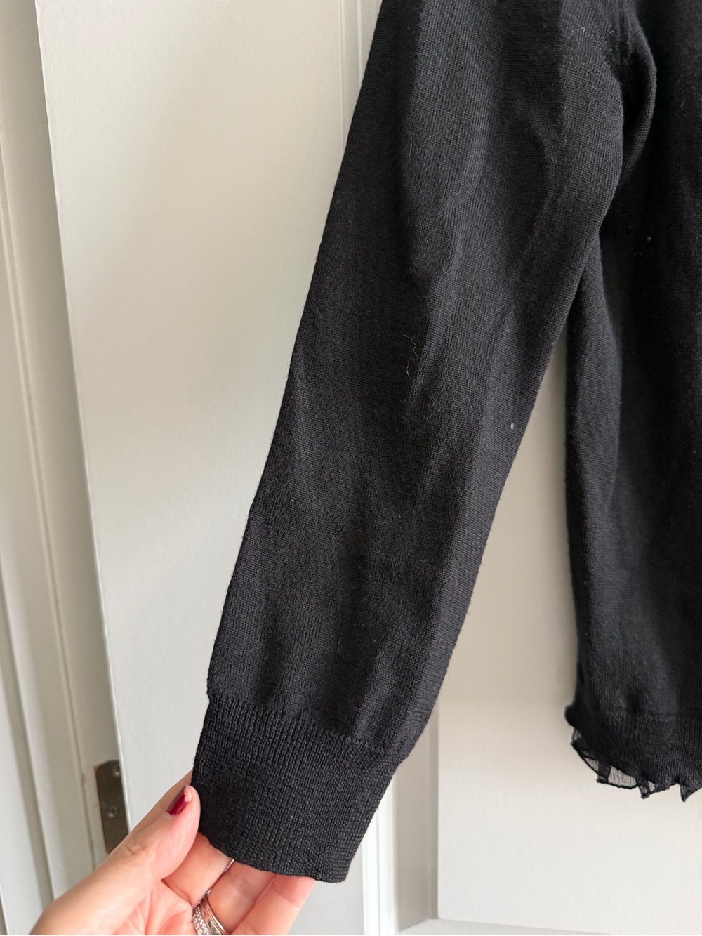 J. Crew Black Ruffle-Edge Button-Front Cardigan - Picture 4 of 8